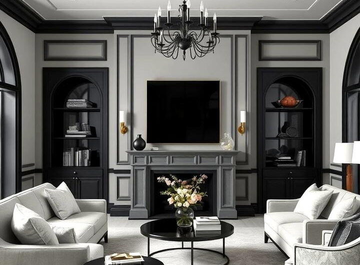 Living Room with Grey Walls and Black Trim: Design Ideas and Inspiration
