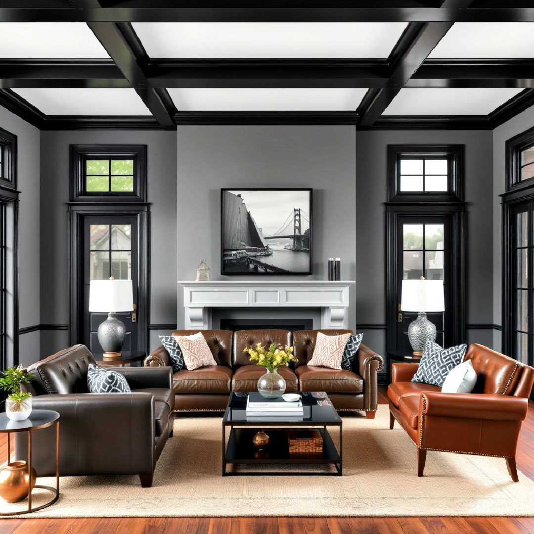 Living Room with Grey Walls and Black Trim: Design Ideas and Inspiration - Image 1