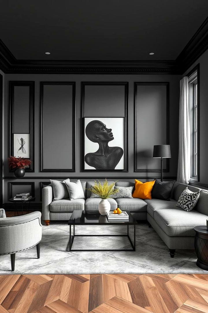 Living Room with Grey Walls and Black Trim: Design Ideas and Inspiration - Image 2