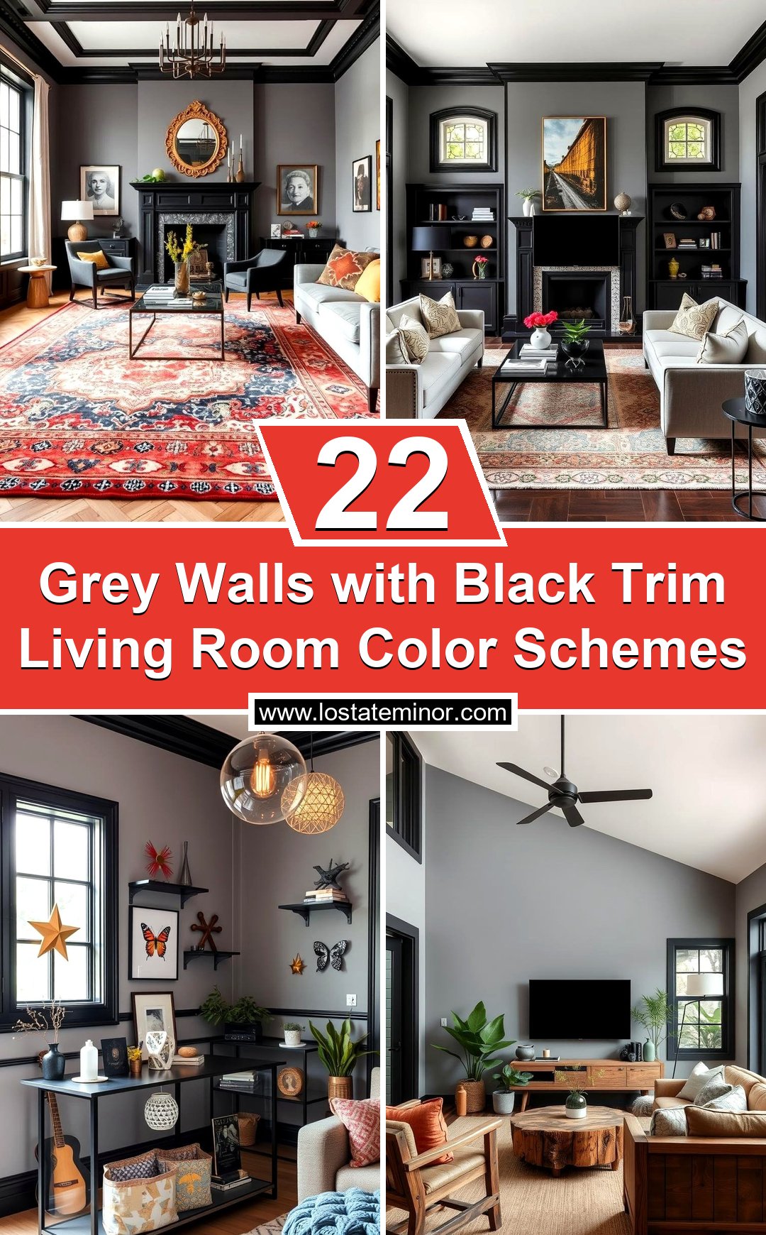 Living Room with Grey Walls and Black Trim: Design Ideas and Inspiration - Image 3