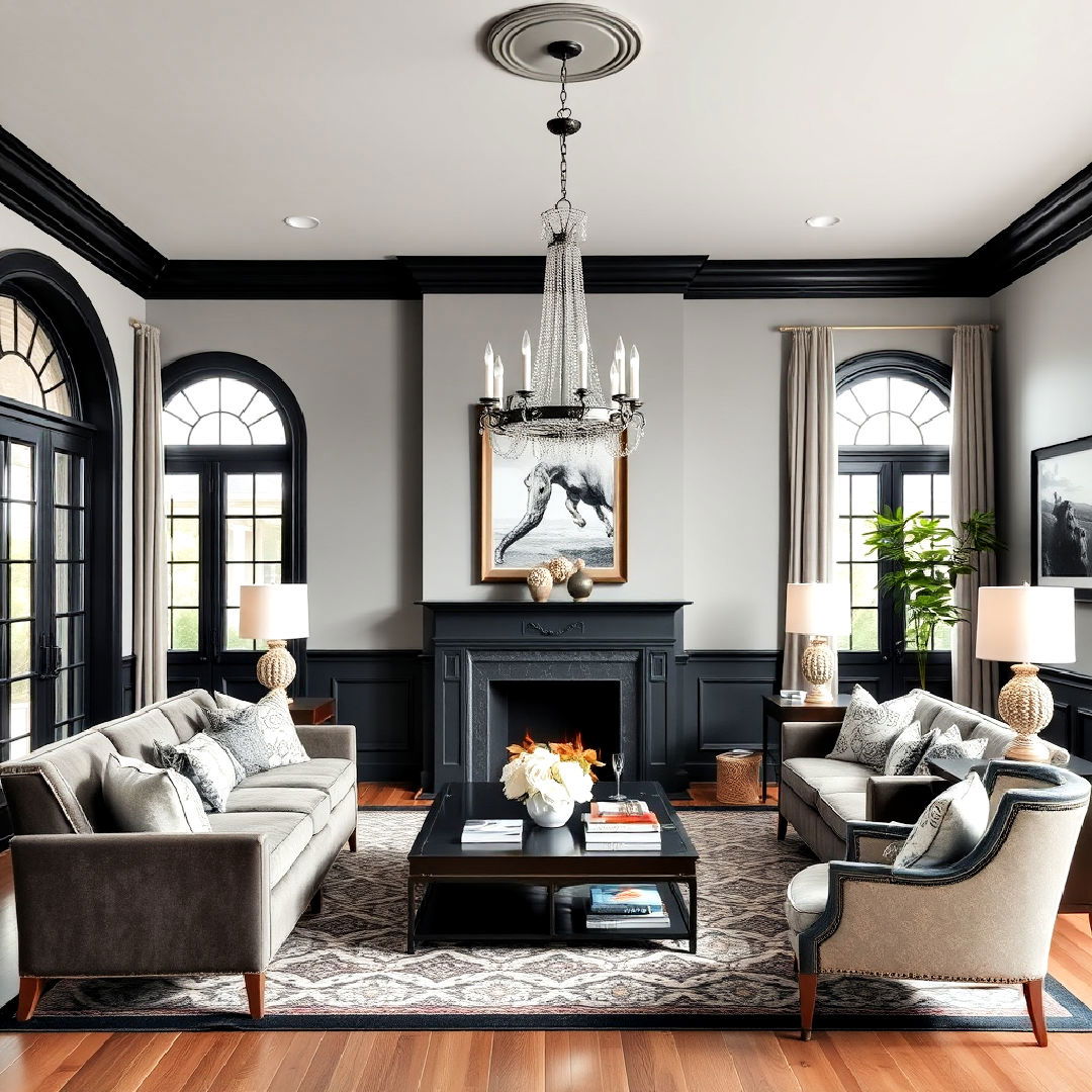 Living Room with Grey Walls and Black Trim: Design Ideas and Inspiration - Image 5